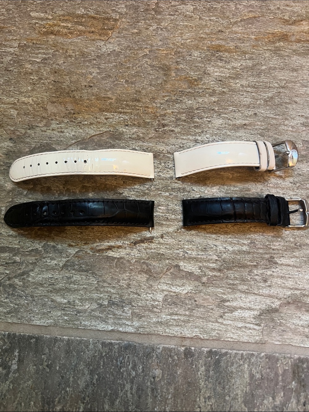 Michele Interchangeable White and Black & White Leather Watch Straps size 18